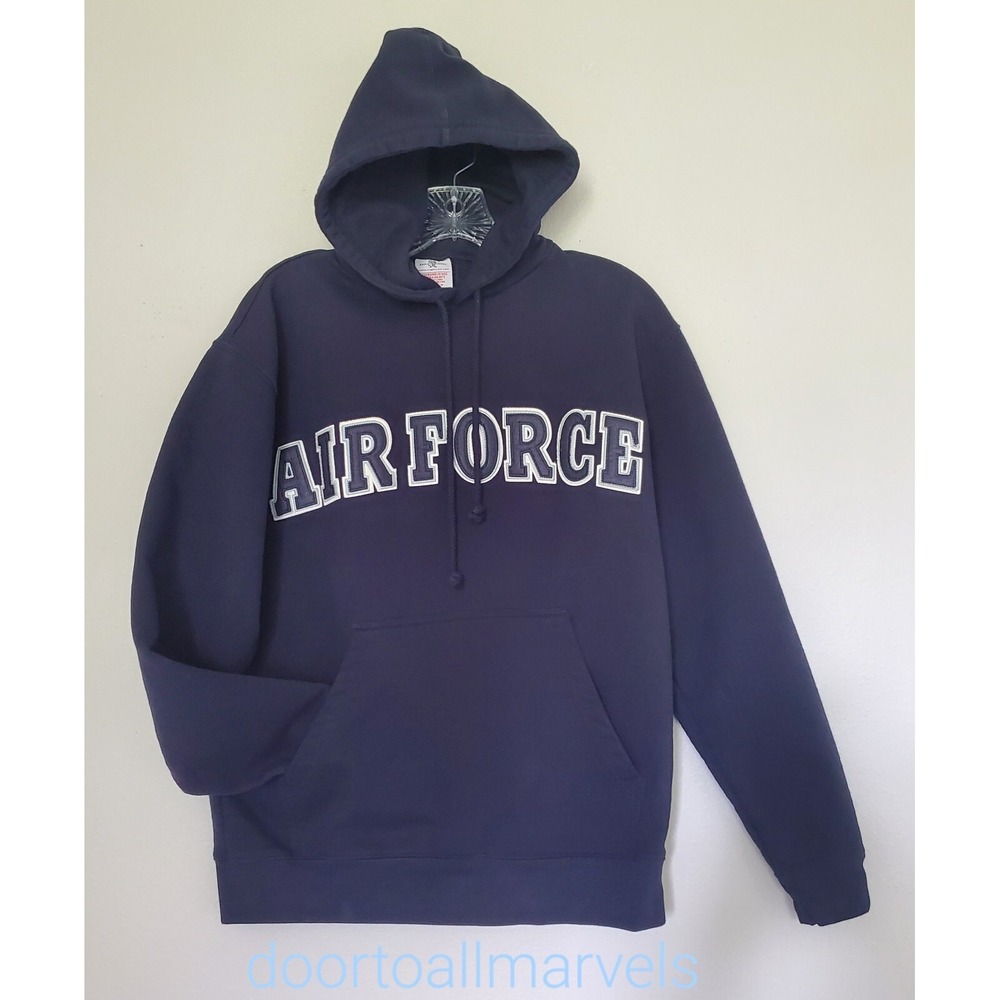 Eagle Crest Air Force Hoodie Sweatshirt Black Luxurious Fabric Men sz Medium